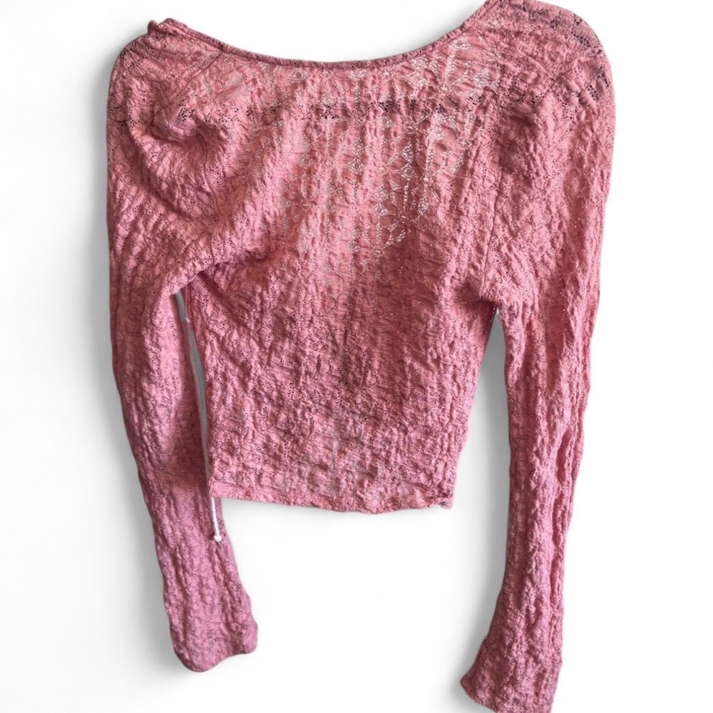 Free People Pink Bell Sleeve Crop Blouse - Picture 4 of 5